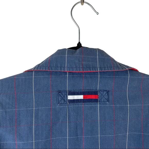Tommy Hilfiger Vintage Zip Up Jacket Hooded Blue Red Plaid Lined Coat Size Small - Picture 10 of 12